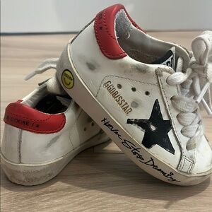 Golden Goose Kids White and Red Sneakers